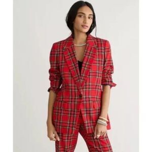 J. Crew Willa Blazer Good Tidings Red Plaid Wool Jacket Prep Classic Academia 2P
